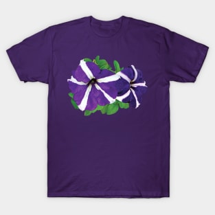 Petunias - Two Purple and White Petunias T-Shirt